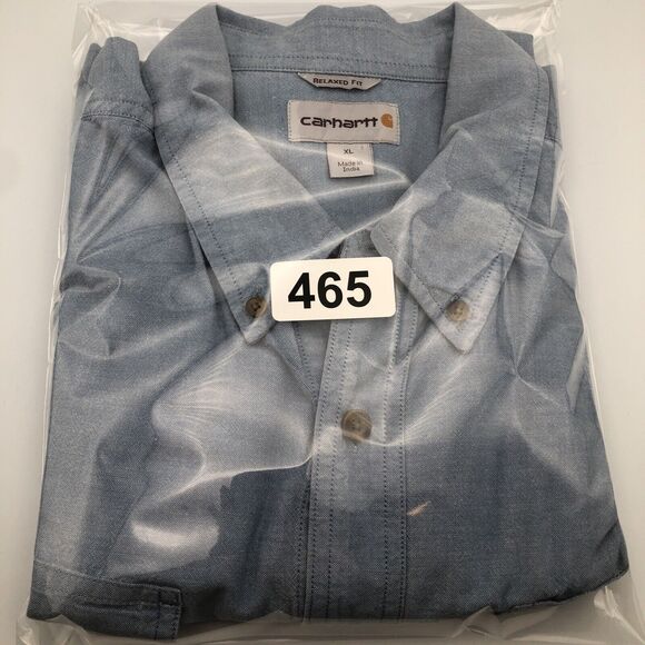 Carhartt Relaxed Fit Short Sleeve Shirt Solid Blue Button Down Cotton Men’s XL - Picture 9 of 9